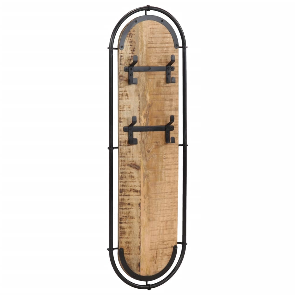 Wall-Mounted Coat Racks With 4 Hooks 2 Pcs Solid Wood Rough Mango