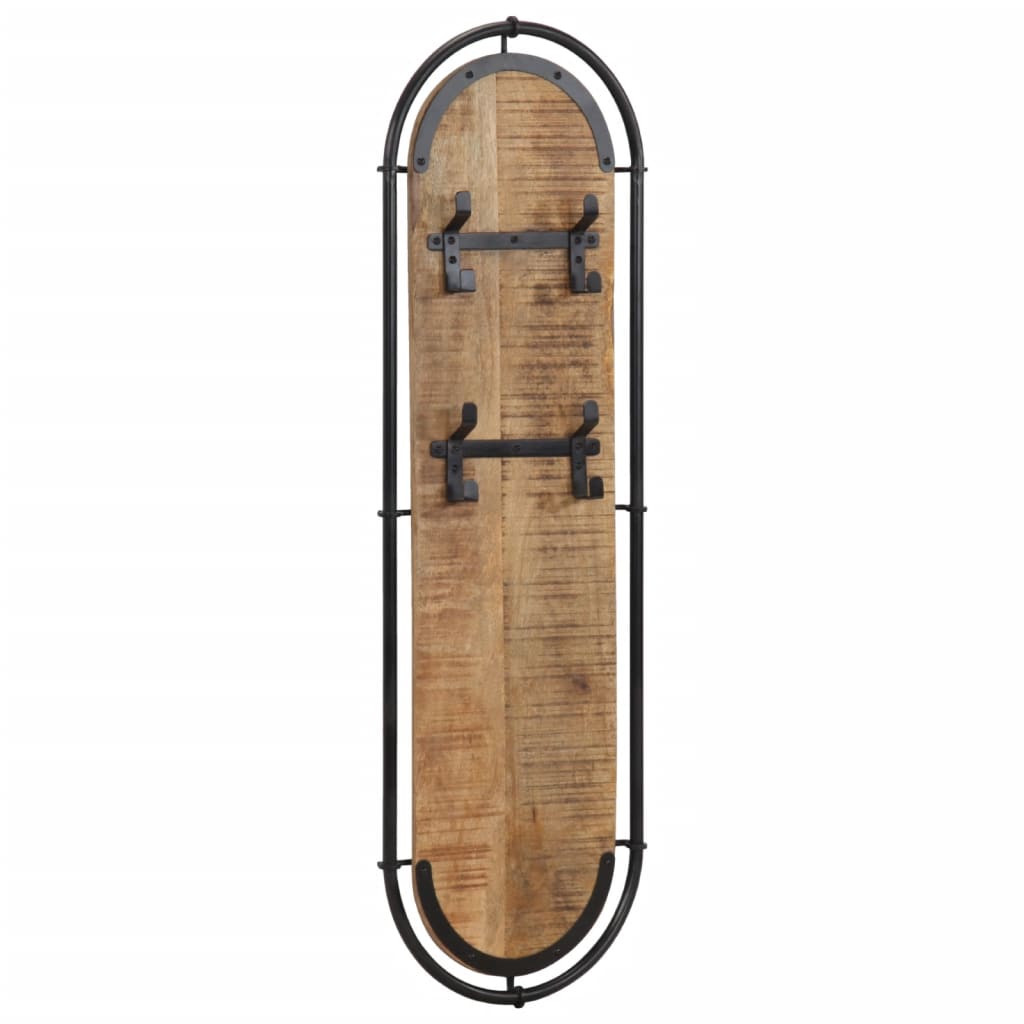 Wall-Mounted Coat Racks With 4 Hooks 2 Pcs Solid Wood Rough Mango