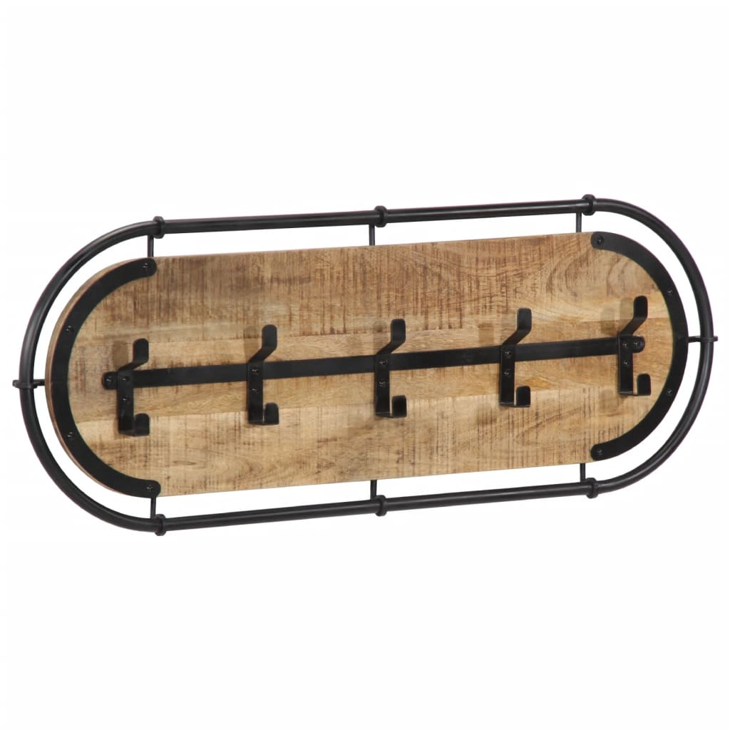 Wall-Mounted Coat Rack With 5 Hooks Solid Wood Reclaimed