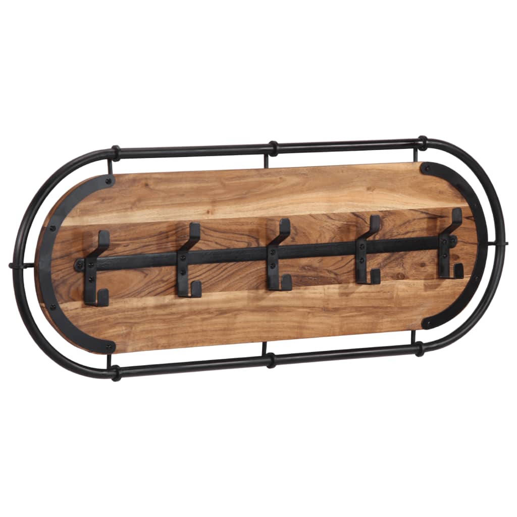 Wall-Mounted Coat Rack With 5 Hooks Solid Wood Reclaimed