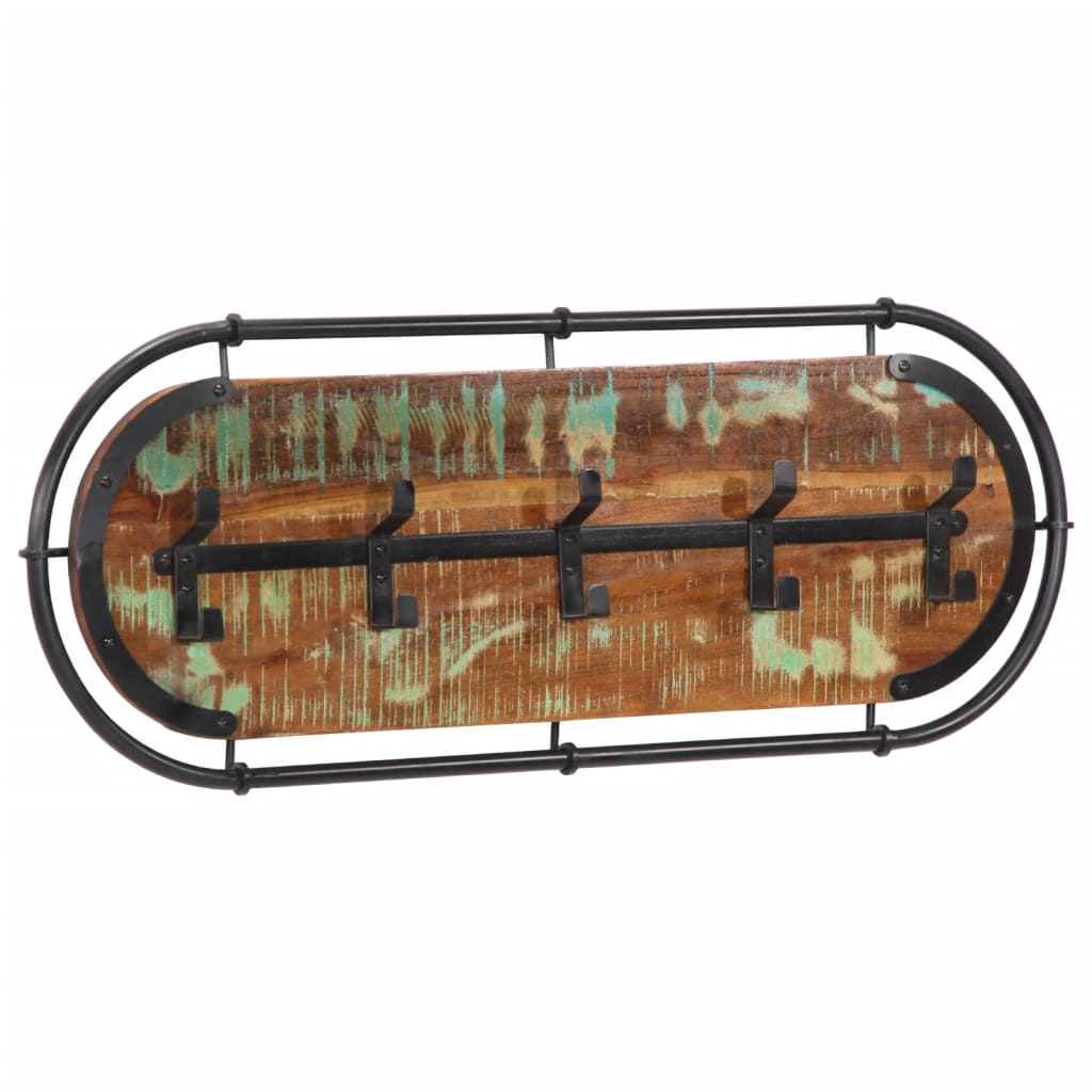Wall-Mounted Coat Rack With 5 Hooks Solid Wood Reclaimed