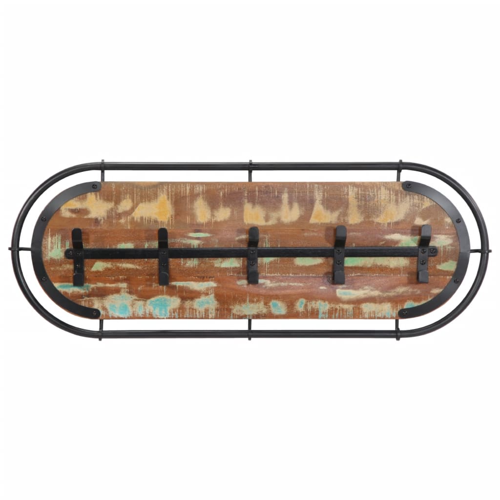 Wall-Mounted Coat Rack With 5 Hooks Solid Wood Reclaimed