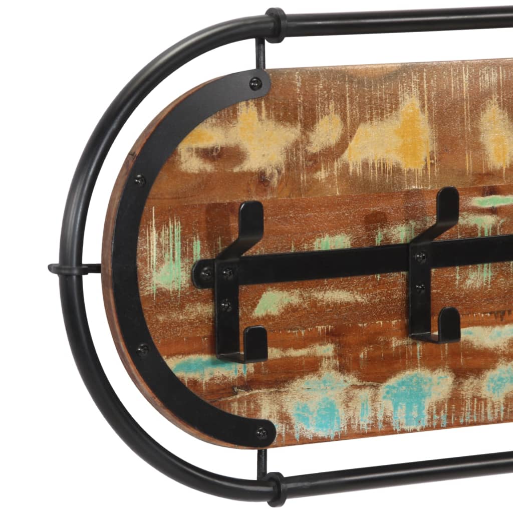 Wall-Mounted Coat Rack With 5 Hooks Solid Wood Reclaimed