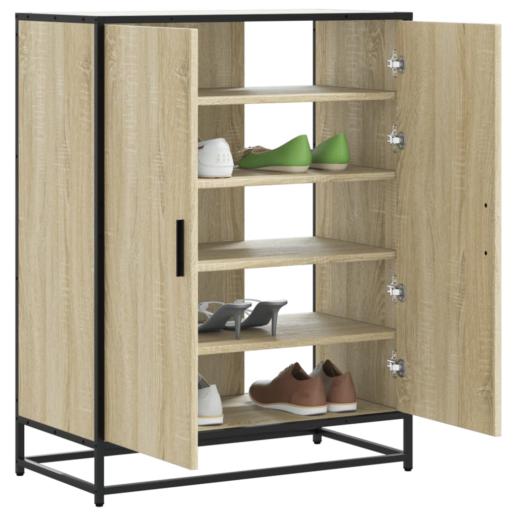 Shoe Cabinet 75X38X97.5 Cm Engineered Wood And Metal