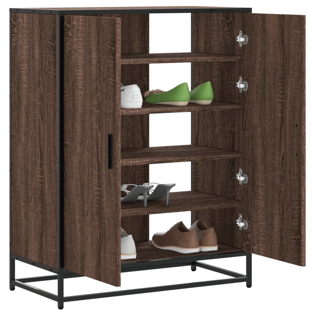 Shoe Cabinet 75X38X97.5 Cm Engineered Wood And Metal