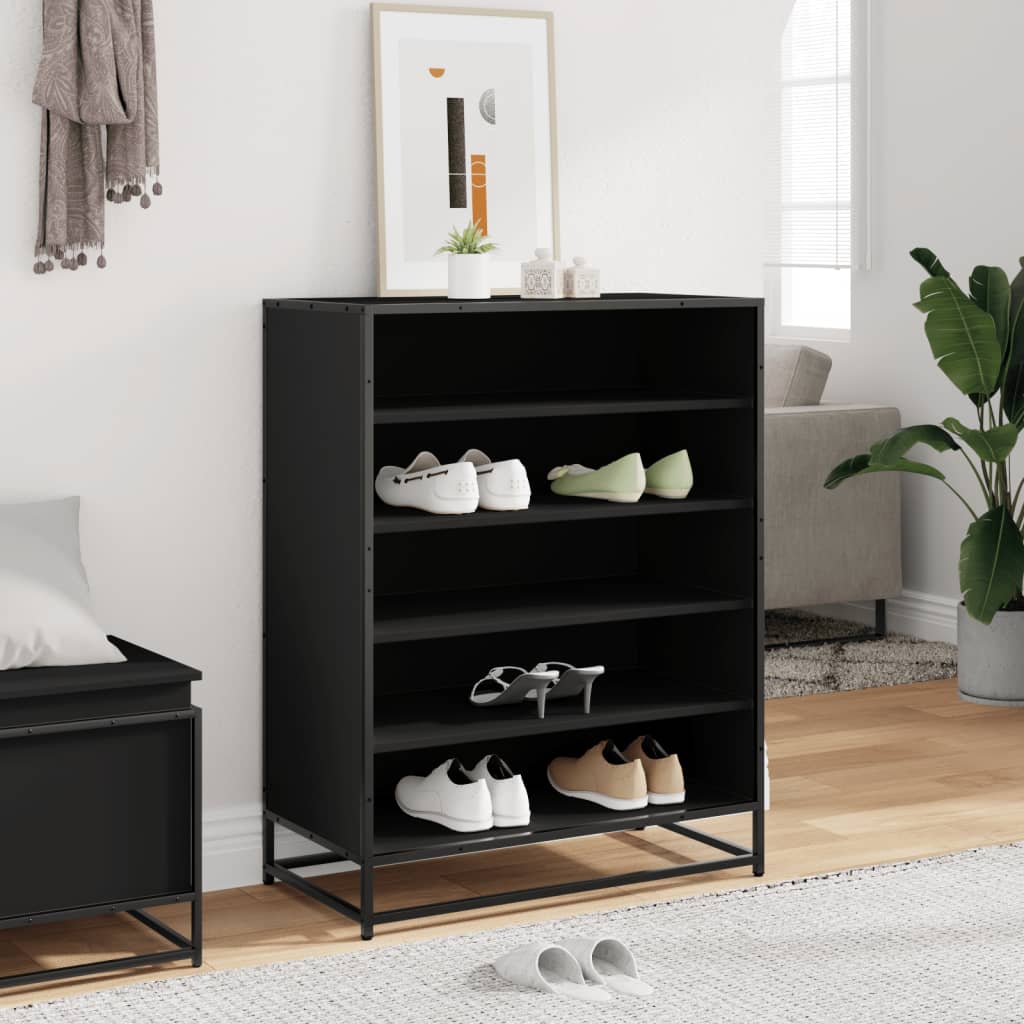 Shoe Cabinet 75X38X97.5 Cm Engineered Wood And Metal
