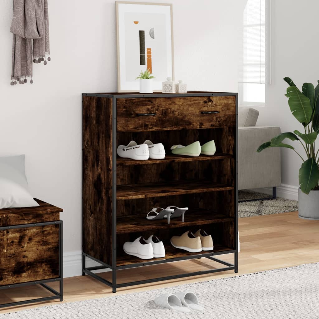 Shoe Cabinet 75X38X97.5 Cm Engineered Wood And Metal