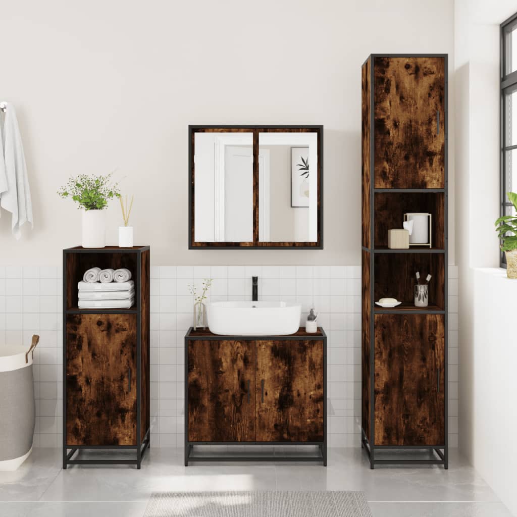 Bathroom Cabinet 35X37.5X188.5 Cm Engineered Wood And Metal