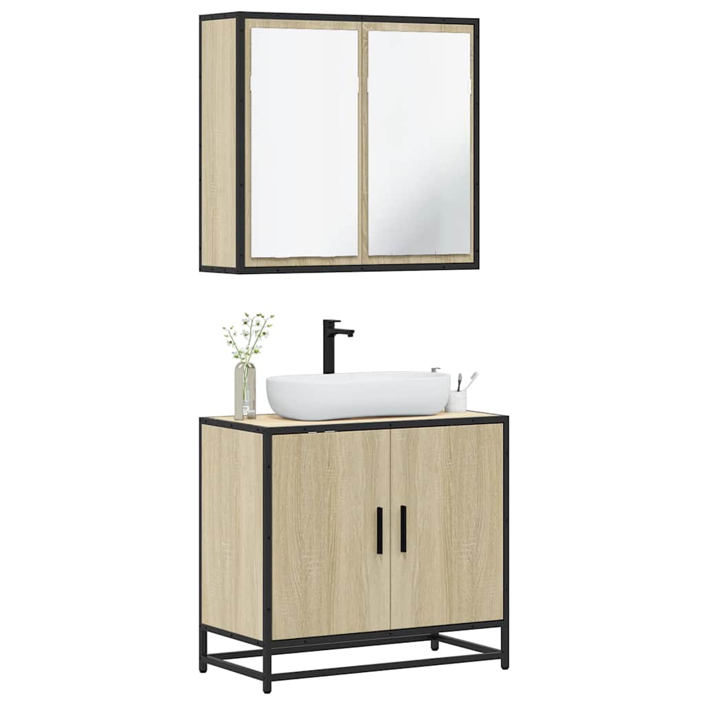 2 Piece Bathroom Furniture Set Engineered Wood
