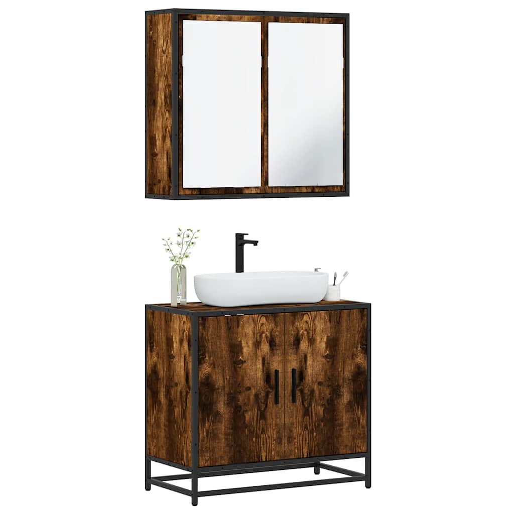 2 Piece Bathroom Furniture Set Engineered Wood