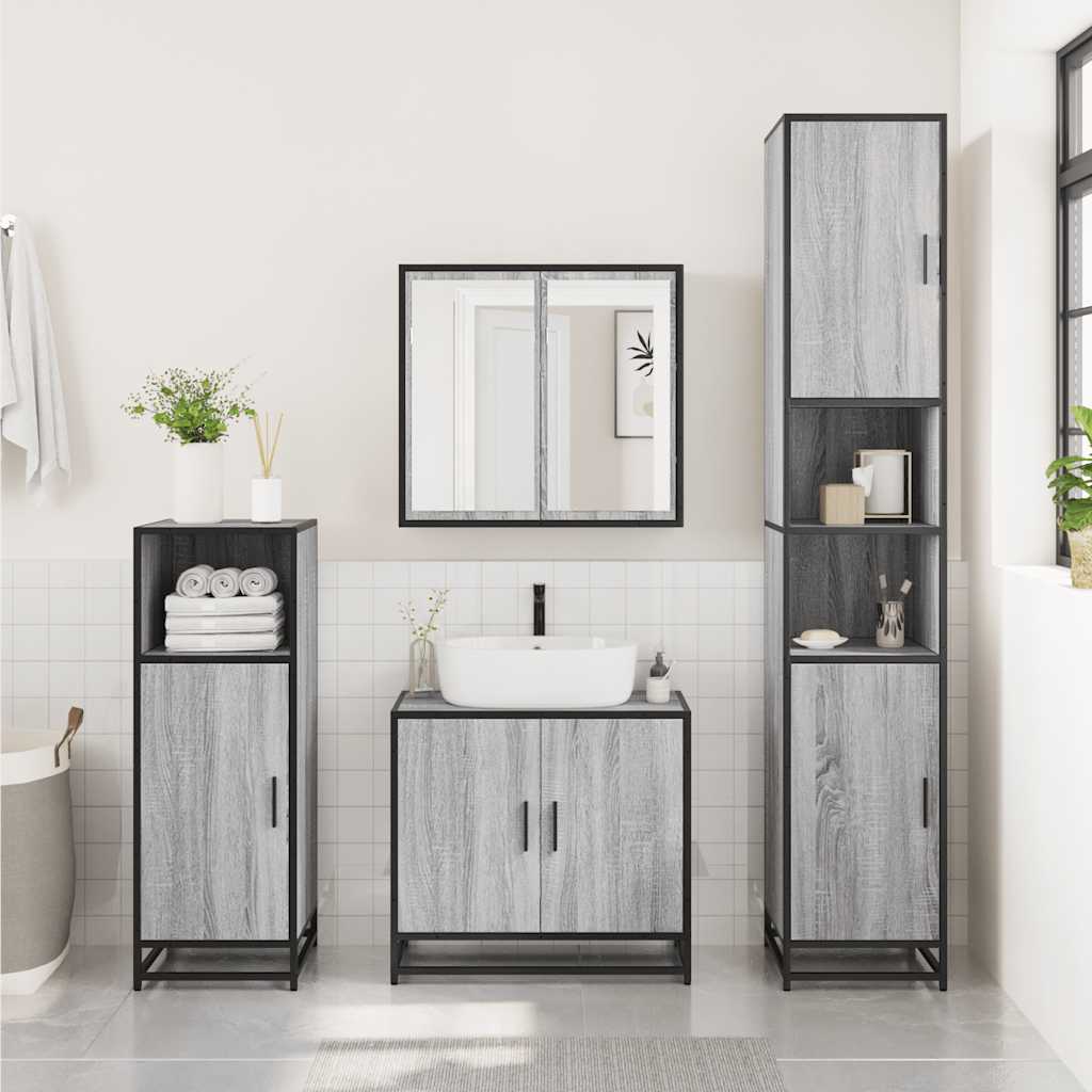 2 Piece Bathroom Furniture Set Engineered Wood