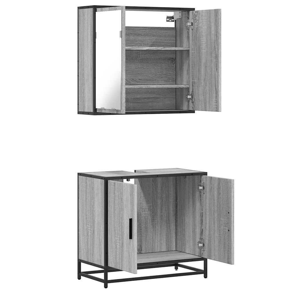 2 Piece Bathroom Furniture Set Engineered Wood