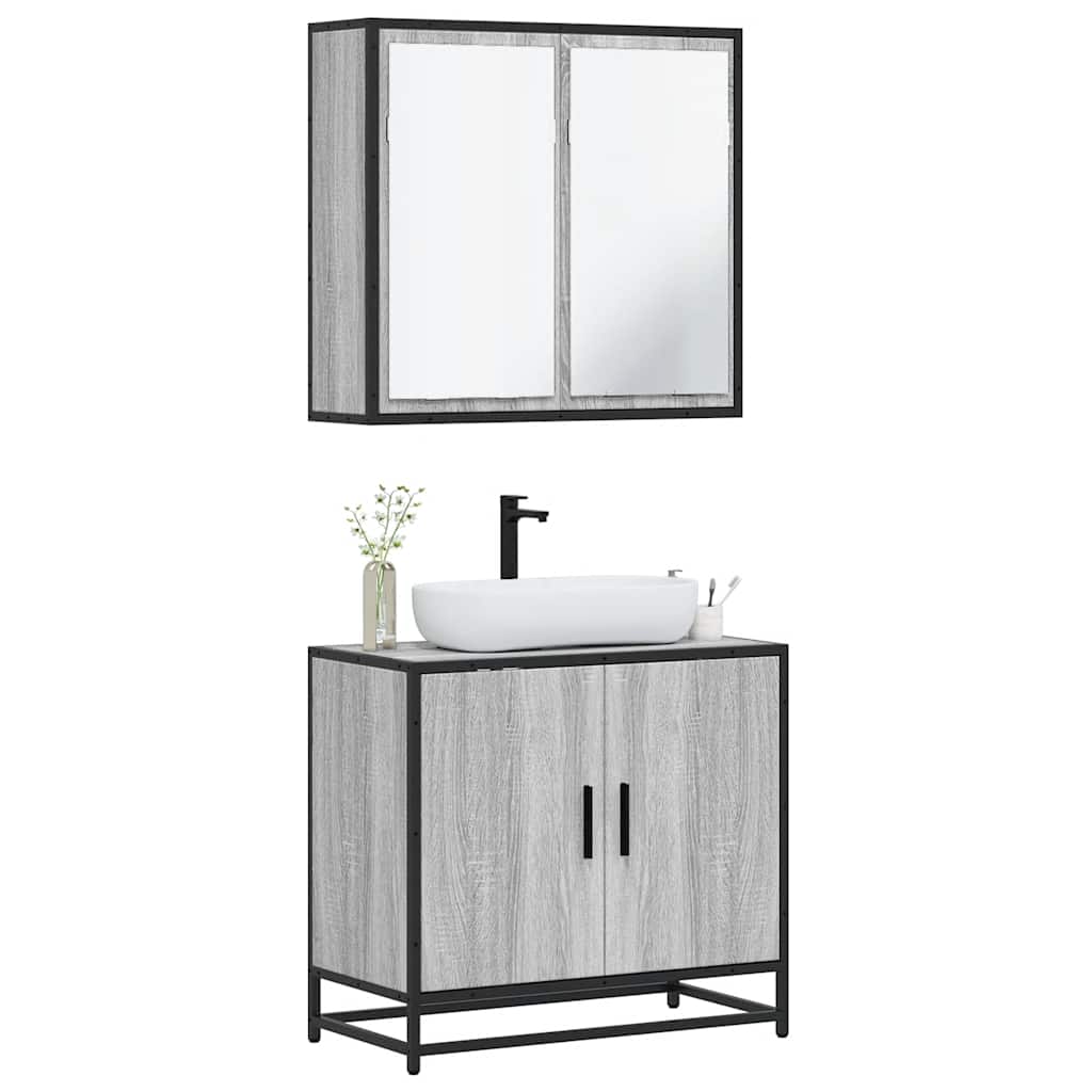 2 Piece Bathroom Furniture Set Engineered Wood
