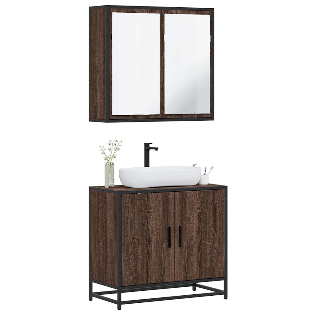 2 Piece Bathroom Furniture Set Engineered Wood