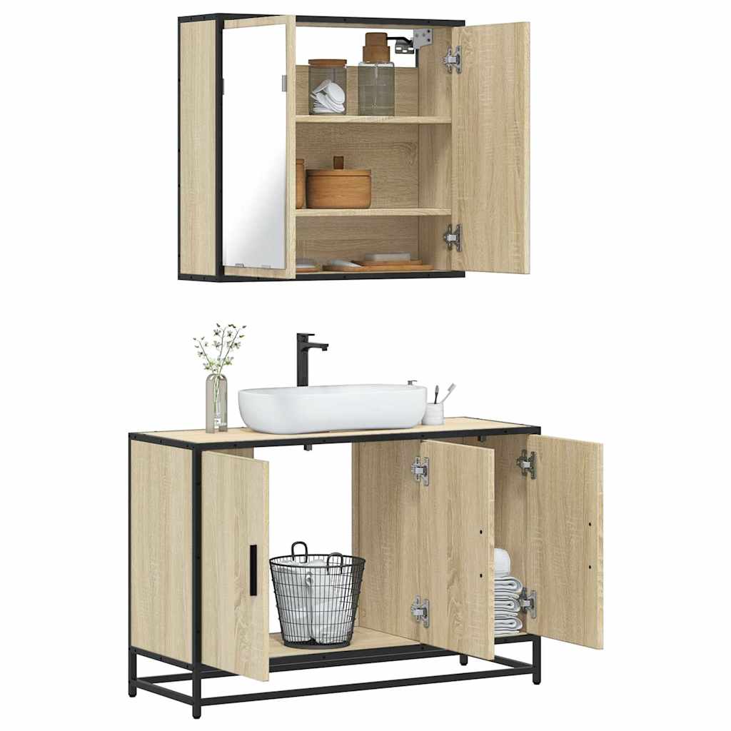 2 Piece Bathroom Furniture Set Engineered Wood