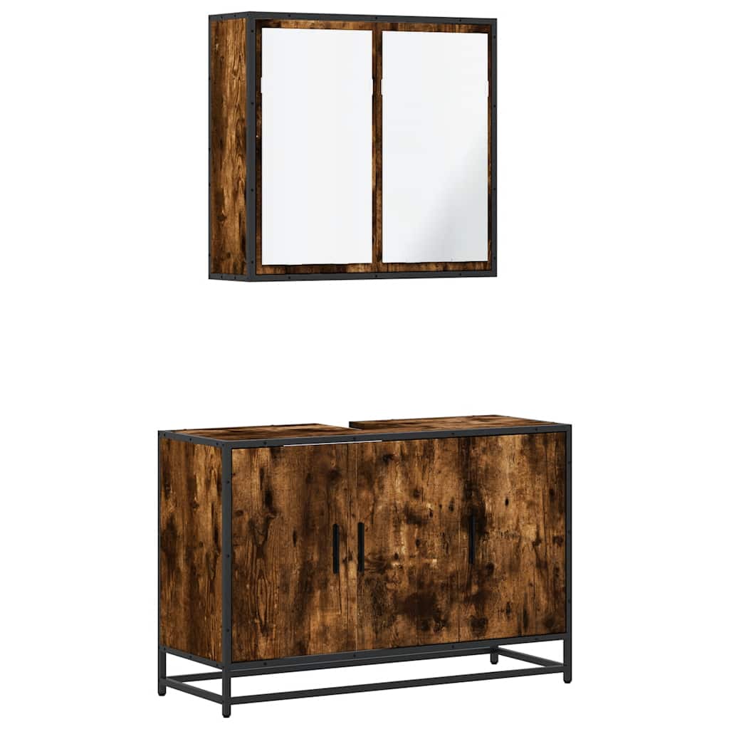 2 Piece Bathroom Furniture Set Engineered Wood