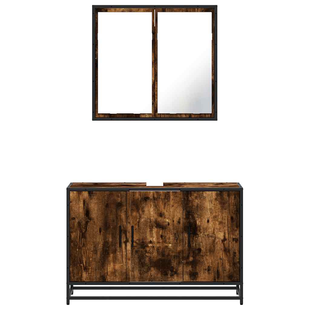 2 Piece Bathroom Furniture Set Engineered Wood