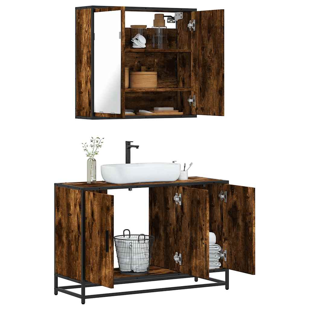 2 Piece Bathroom Furniture Set Engineered Wood