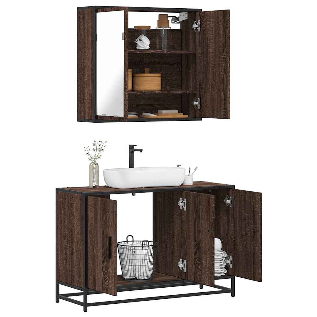 2 Piece Bathroom Furniture Set Engineered Wood