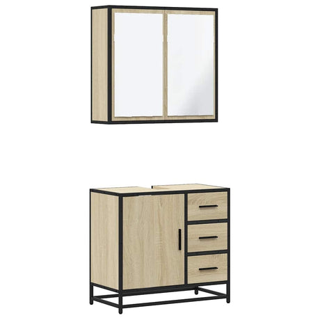 2 Piece Bathroom Furniture Set Engineered Wood