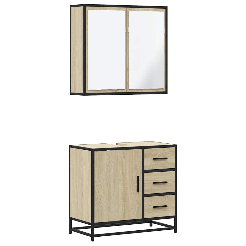 2 Piece Bathroom Furniture Set Engineered Wood