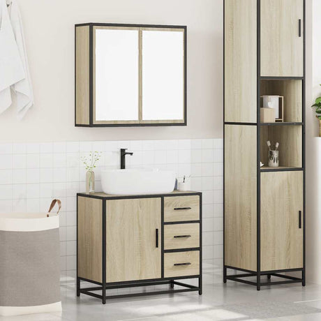 2 Piece Bathroom Furniture Set Engineered Wood