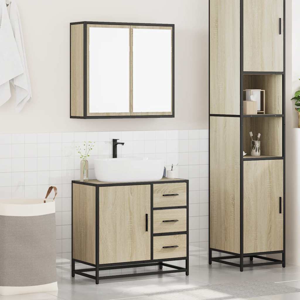 2 Piece Bathroom Furniture Set Engineered Wood