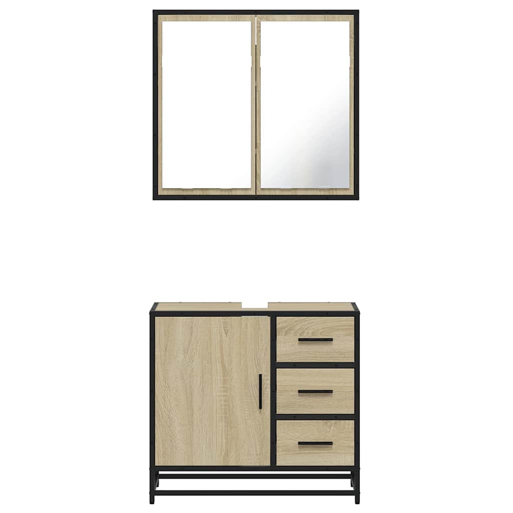2 Piece Bathroom Furniture Set Engineered Wood