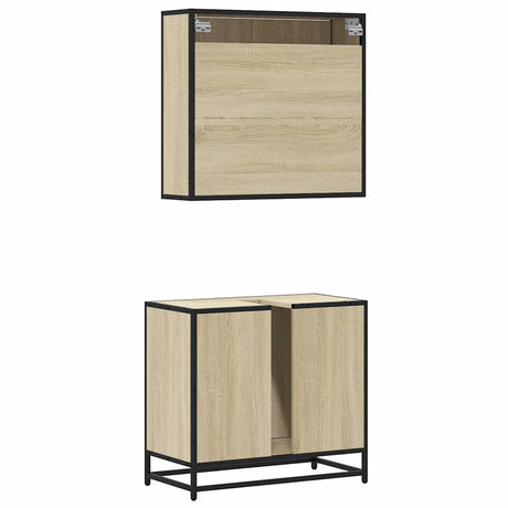 2 Piece Bathroom Furniture Set Engineered Wood