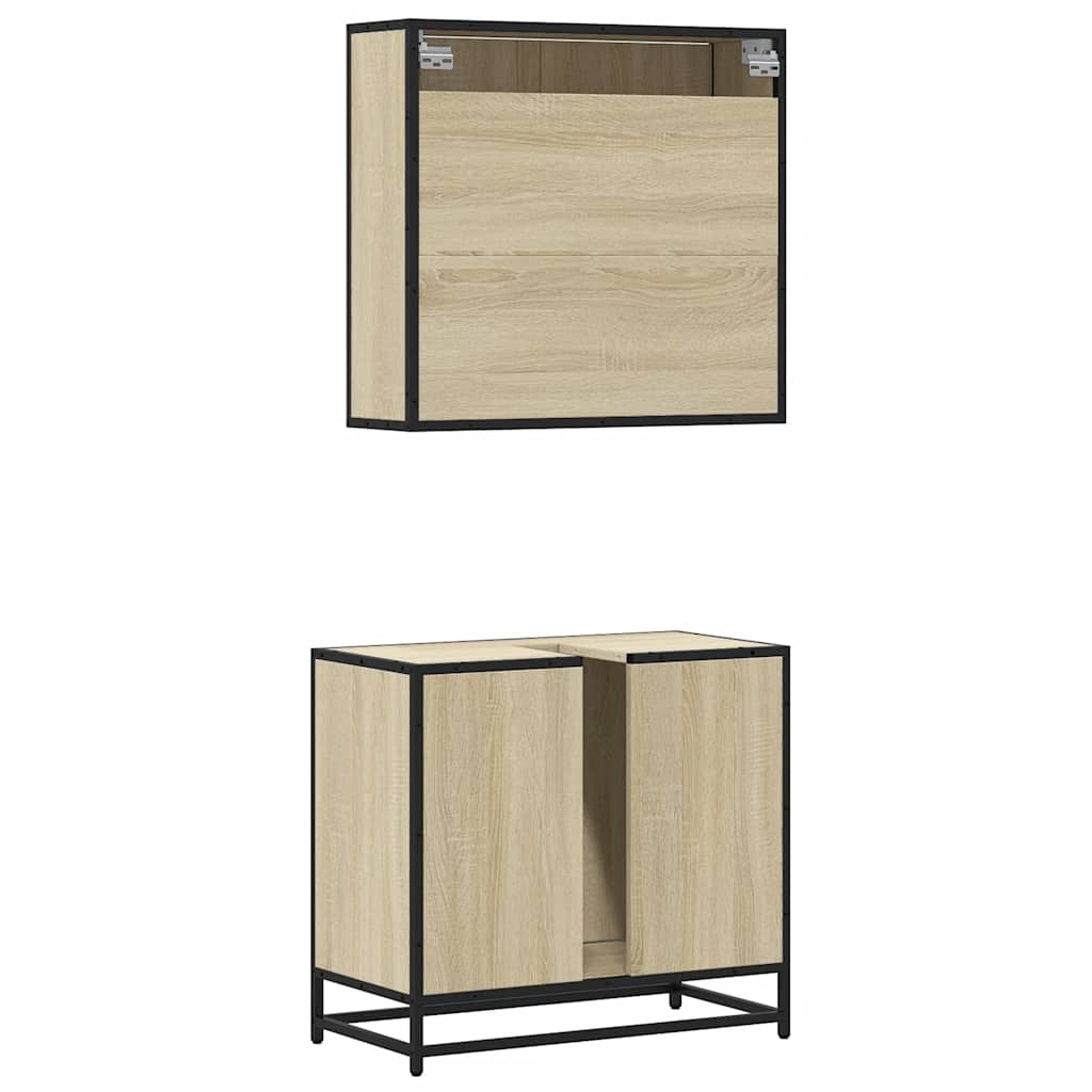 2 Piece Bathroom Furniture Set Engineered Wood