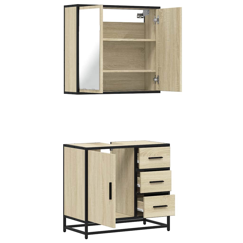 2 Piece Bathroom Furniture Set Engineered Wood