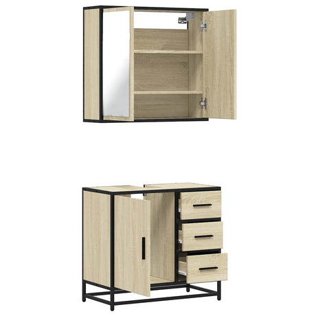 2 Piece Bathroom Furniture Set Engineered Wood
