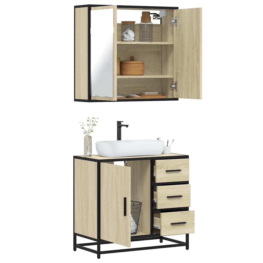 2 Piece Bathroom Furniture Set Engineered Wood