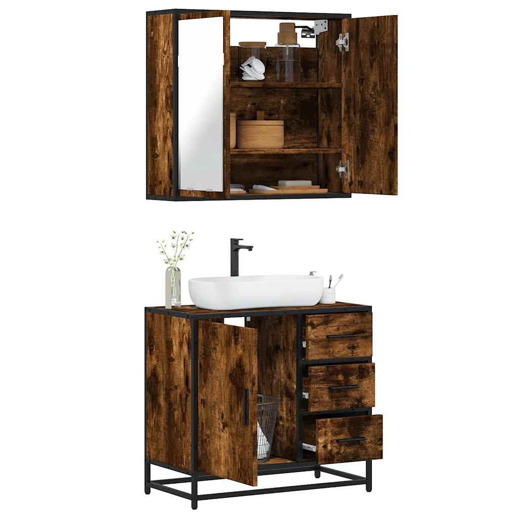 2 Piece Bathroom Furniture Set Engineered Wood