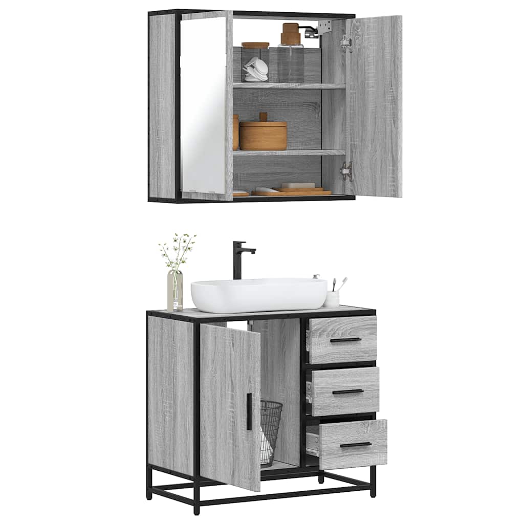 2 Piece Bathroom Furniture Set Engineered Wood