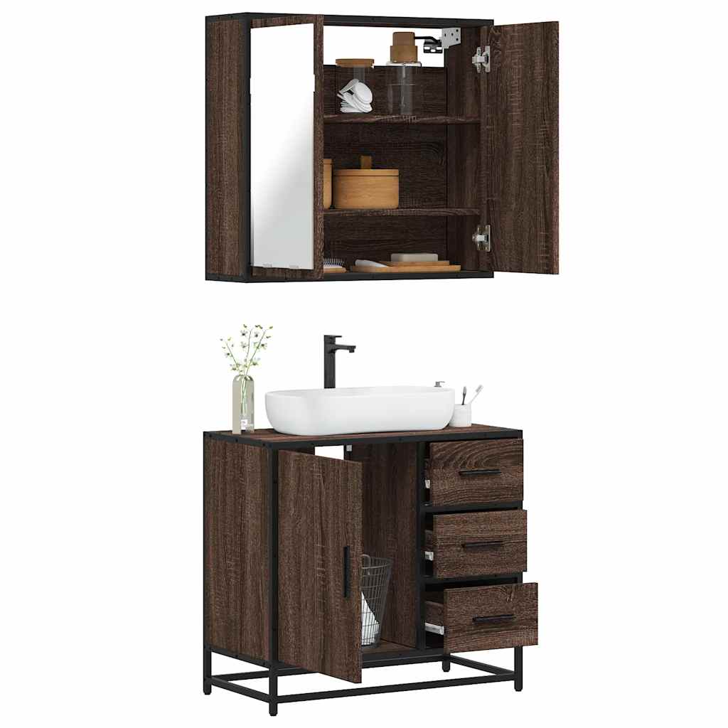 2 Piece Bathroom Furniture Set Engineered Wood