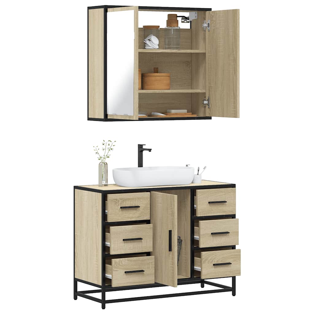 2 Piece Bathroom Furniture Set Engineered Wood