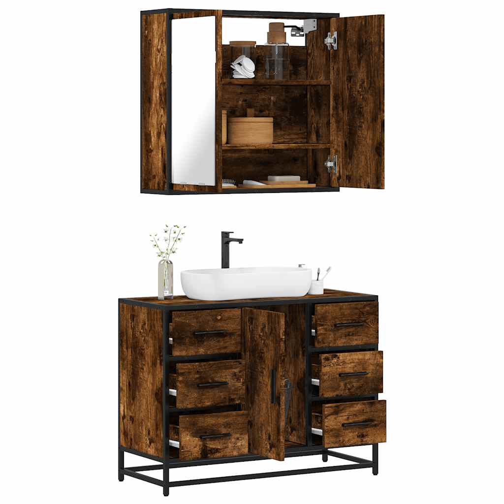 2 Piece Bathroom Furniture Set Engineered Wood
