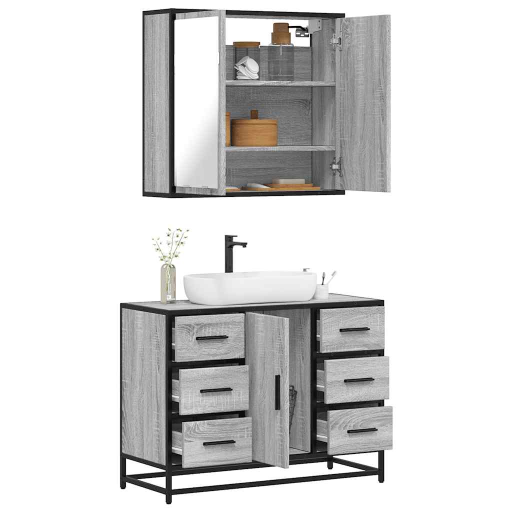 2 Piece Bathroom Furniture Set Engineered Wood