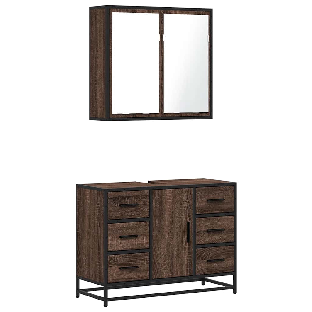 2 Piece Bathroom Furniture Set Engineered Wood