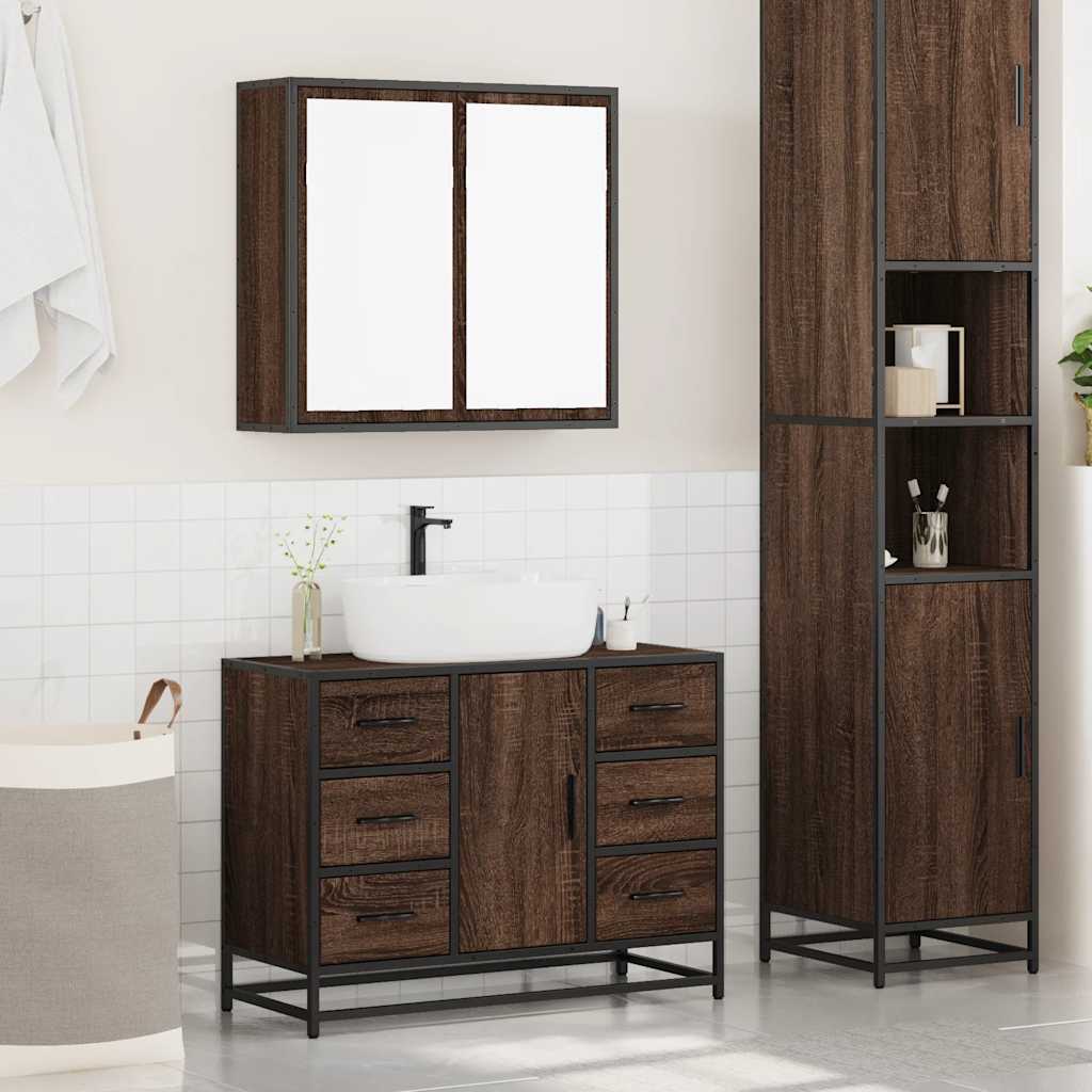 2 Piece Bathroom Furniture Set Engineered Wood