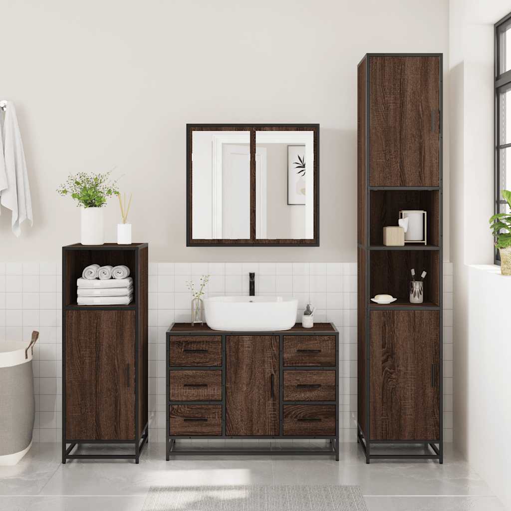 2 Piece Bathroom Furniture Set Engineered Wood