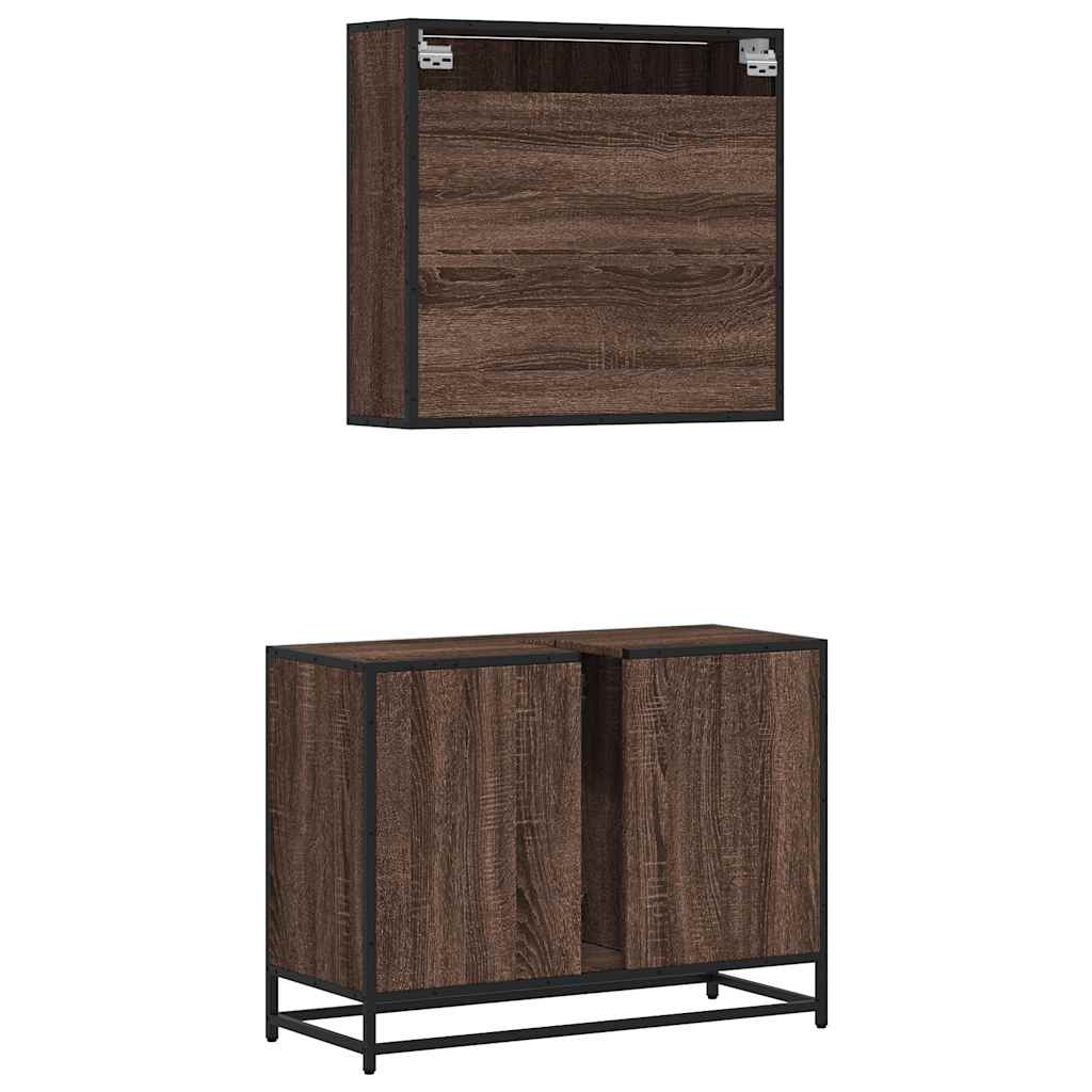 2 Piece Bathroom Furniture Set Engineered Wood
