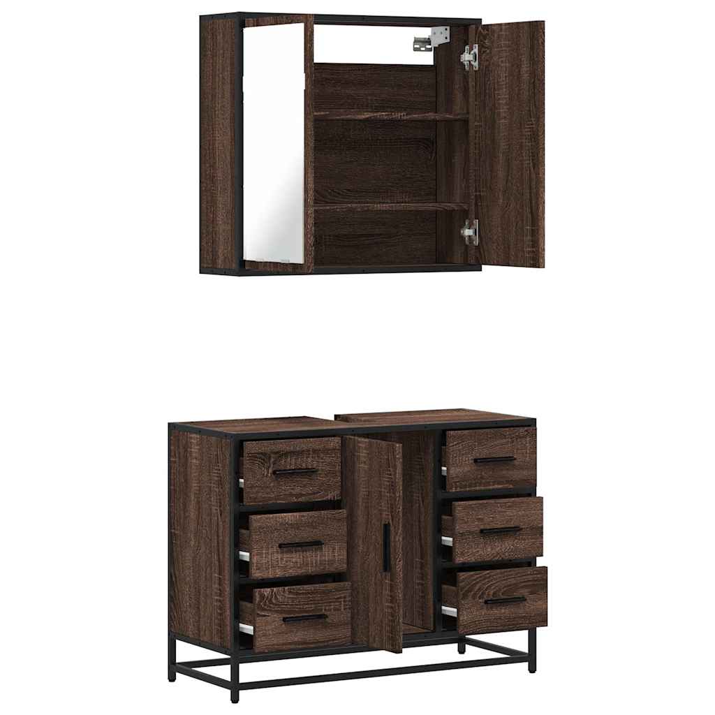 2 Piece Bathroom Furniture Set Engineered Wood