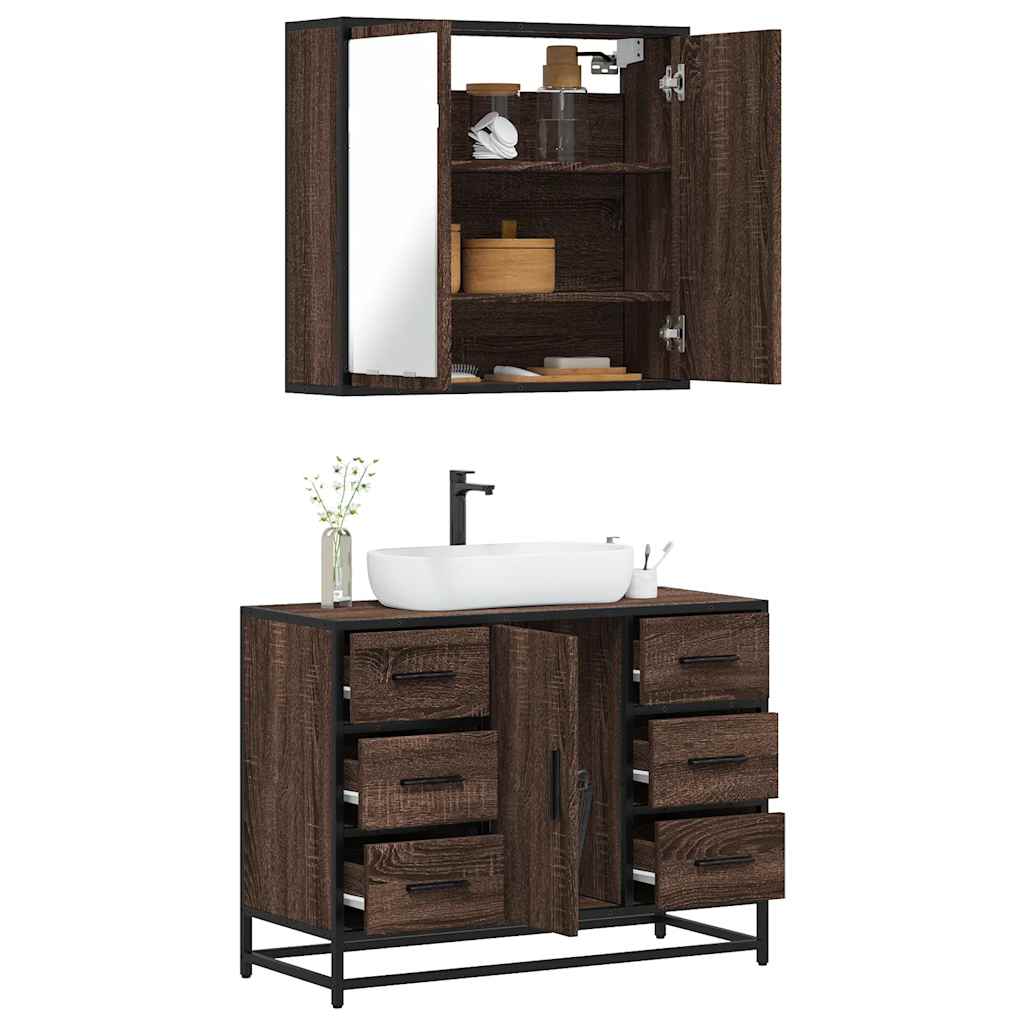 2 Piece Bathroom Furniture Set Engineered Wood