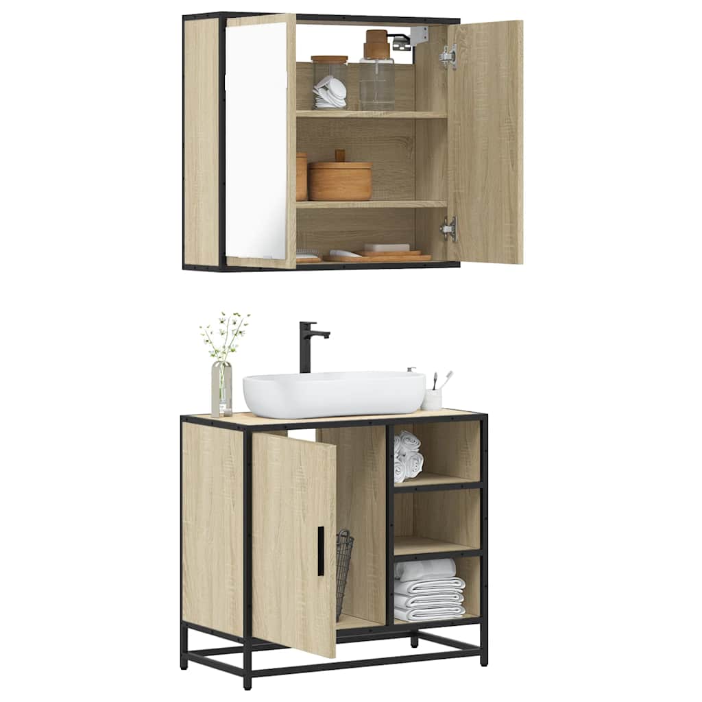 2 Piece Bathroom Furniture Set Engineered Wood