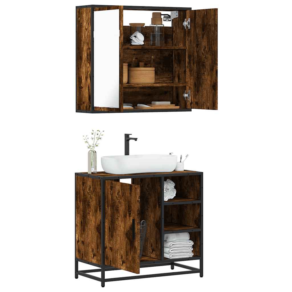 2 Piece Bathroom Furniture Set Engineered Wood