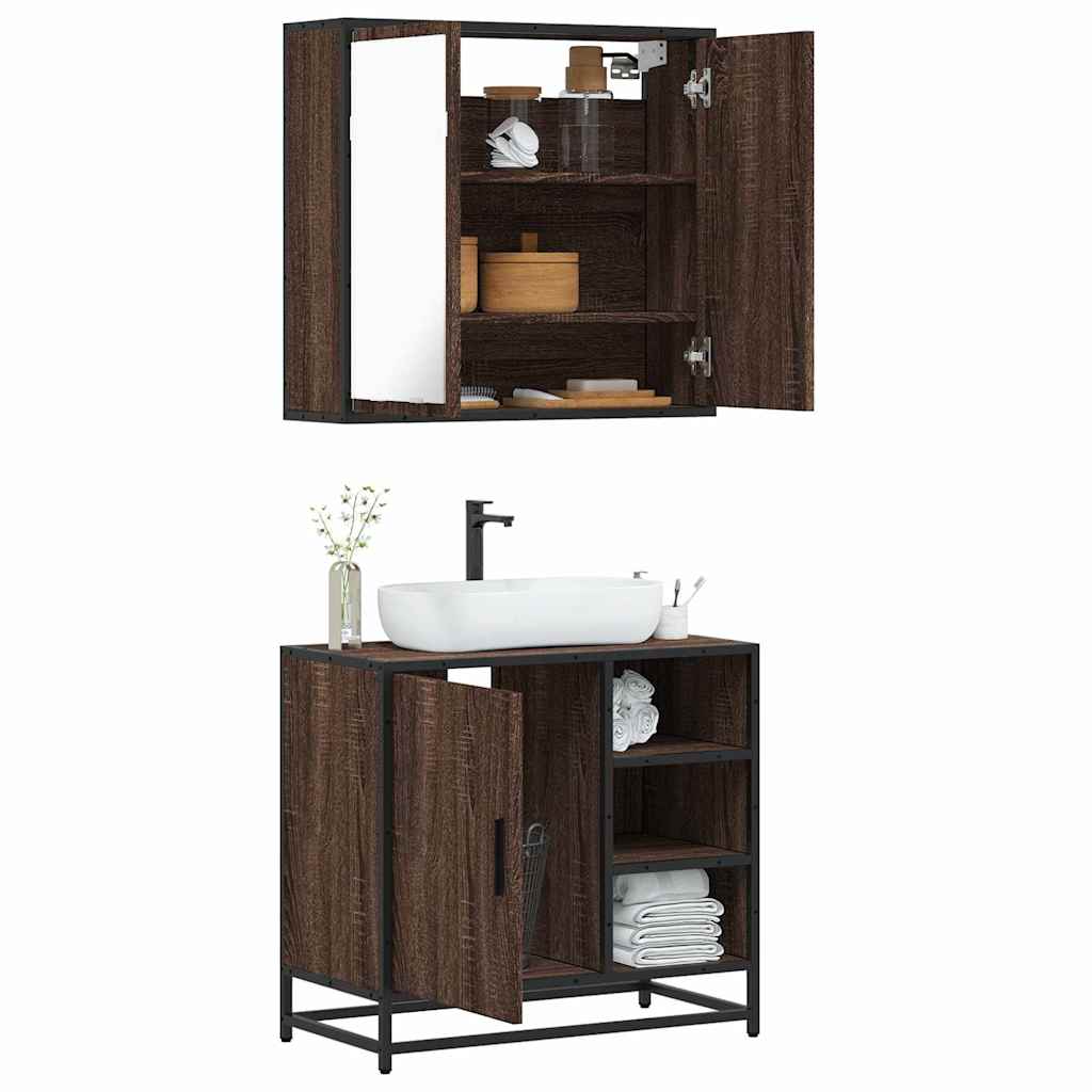 2 Piece Bathroom Furniture Set Engineered Wood