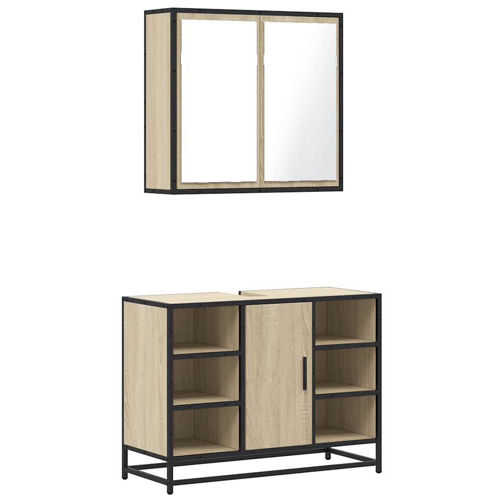 2 Piece Bathroom Furniture Set Engineered Wood