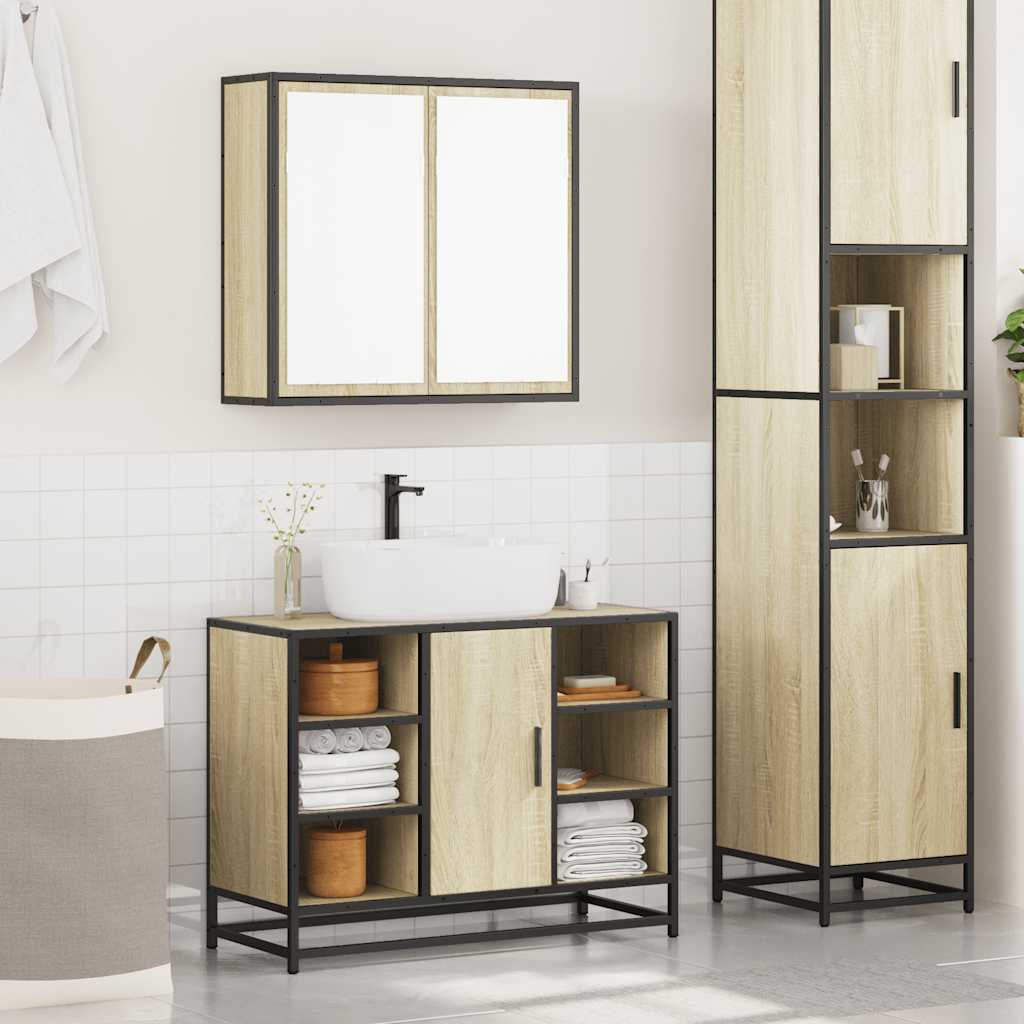 2 Piece Bathroom Furniture Set Engineered Wood